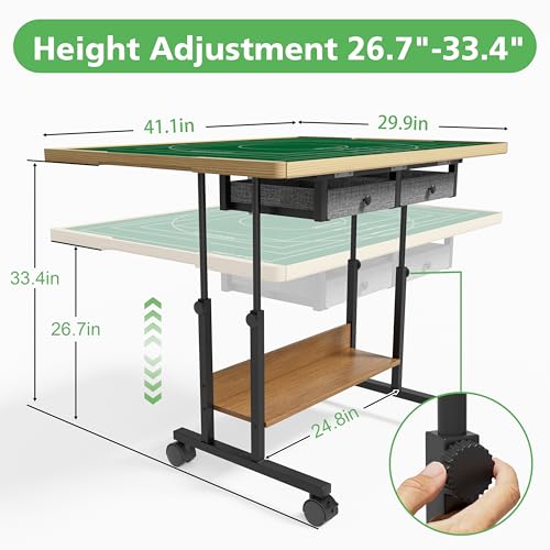 Image of CODACE Puzzle Table with Drawers - 2000 Pieces Jigsaw Puzzles Table for Adults, Tilting Puzzle Board with 6 Sorting Trays and Cover, Tables with Adjustable Height Leg and Wheel, Puzzle Lover's Present