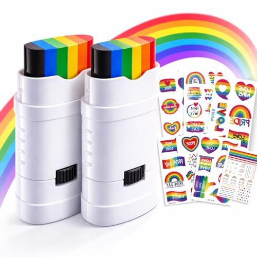 Oiomniv Pride Face Paint Stick for Adults 2 pcs Twist-Up Rainbow Face Paint Large Capacity LGBTQ+ Parade Makeup Easy Apply Festival Body Paint for Pride Party & Events