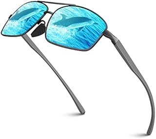 Sunier Ultra Lightweight Rectangular Polarized Sunglasses Men UV400 Protection