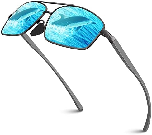 Sunier Ultra Lightweight Rectangular Polarized Sunglasses Men UV400 Protection