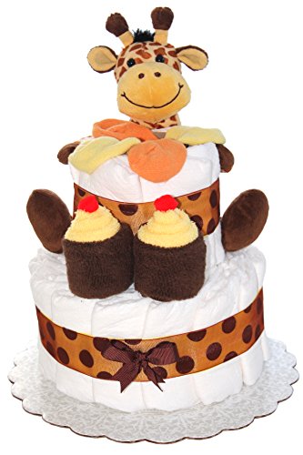2 Tier Mini Diaper Cake with Giraffe,...