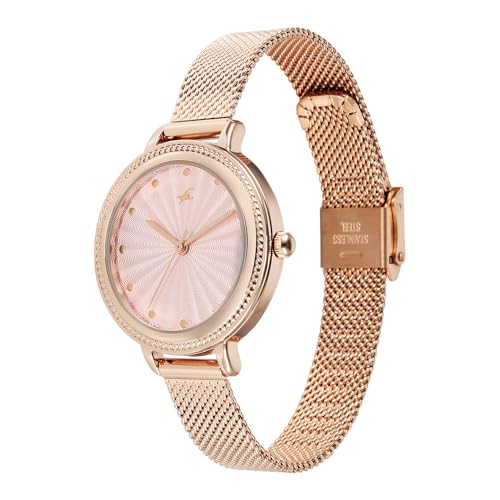 Image of Fastrack Stunners X Quartz Analog with Pink Dial Rose Gold Stainless Steel Strap Watch for Girls - 68048WM02