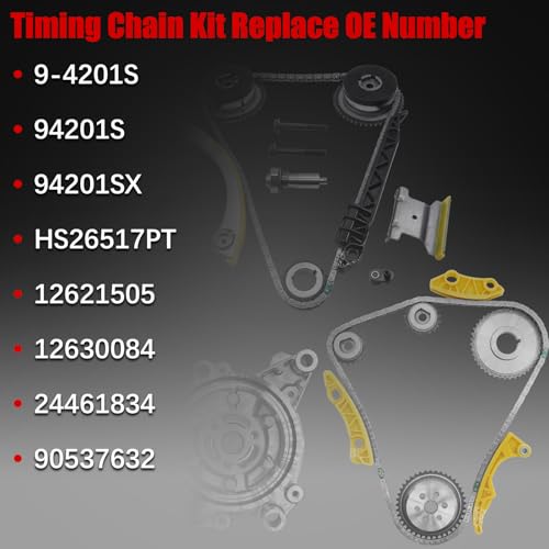 Image of 2.4 Timing Chain w /Head Gasket Water Pump Set for GMC 2011-2017 Terrain for Chevy Equinox Malibu,for Buick Regal Lacrosse 2.4 Ecotec 9-4201S HS26517PT Cylinder Head Bolts VCT Selenoid Actuator Gear