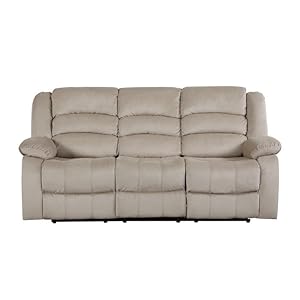Torque - Vector 3 Seater Fabric Manual Recliner | Recliner Sofa/Chair for Living Room, Bedroom, Office (Beige) | 1 Year Warranty