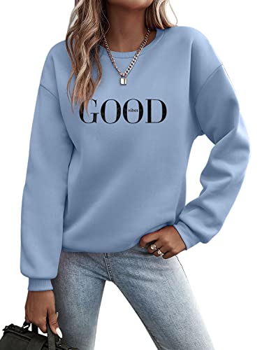 Minetom Pullover Damen Sweatshirt Briefe Drucken Langarm Rundhals Pulli...