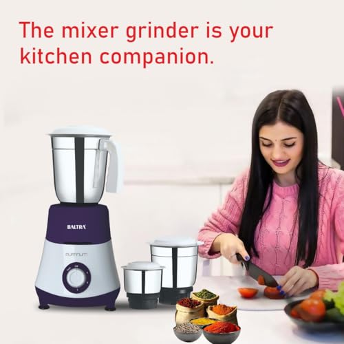 Image of BALTRA Platinum-3 BMG 182 Mixer Grinder 550 Watt | 3 Stainless Steel Jars for Powerful Grinding | Adjustable Speed Control | Durable Overload Protection | Low Noise Operation - 2 Year Warranty