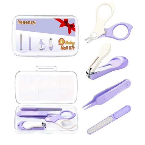 Image of Yeeeasy Baby Nail Clippers Kit – 4-in-1 Grooming Set with Delicate Case, Scissors, File & Tweezers, Manicure Gift for Newborn, Infant, Toddler, Kids (Purple)