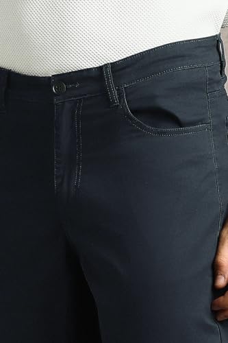 Image of Louis Philippe Men's Slim Fit 5 Pocket Made of Stretch Fabric Solid Casual Trouser