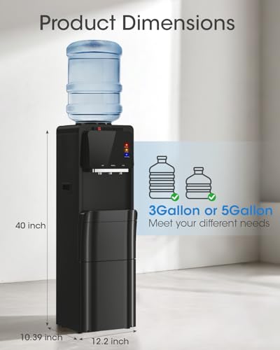 Image of Manastin 4-in-1 Water Dispenser with Ice Maker, Hot & Cold & Room Temperature Top Loading Water Cooler with Fast Ice Making, Compatible with 3-5 Gallon Bottles, for Home and Office, Matte Black