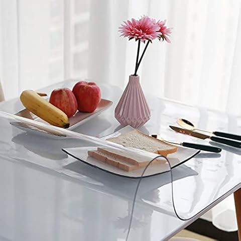 Geovne Clear Table Cover Protector,Table Protector,Wipeable PVC Plastic Tablecloth,Wooden Desk Protective Pad,Transparent Tablecloth,for End Table/Night Stand/Side Table (40x60cm/16x24in) Cover