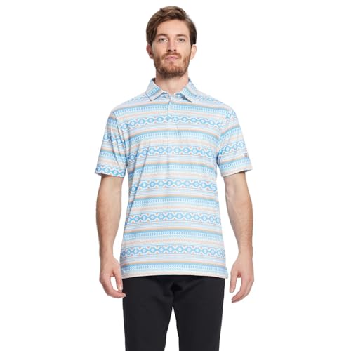 Image of Golf Shirts for Men Dry Fit Short Sleeve Print Performance Moisture Wicking Polo Shirt