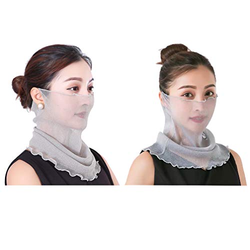 KESYOO 2pcs Thin Sun Protection Face Neck Veil Multi-function Neck Scarf Summer Veil for Ladies Women Girls (Colorful)2