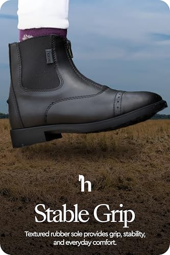Image of HORZE Wexford Womens' Paddock Boots Synthetic Leather Zip Design Footwear | Durable Horse Riding Boots for Women Equestrian English Style Comfortable Fit for Daily Training Stable Work Lessons