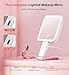 Fshyos Travel Makeup Mirror with Lights 10X/1X Double-Sided Magnifying LED Beauty Mirror Rechargeable Portable Vanity Mirror with 3 Color Lighting Smart Touch Dimming Desktop Handheld Hanging Pink