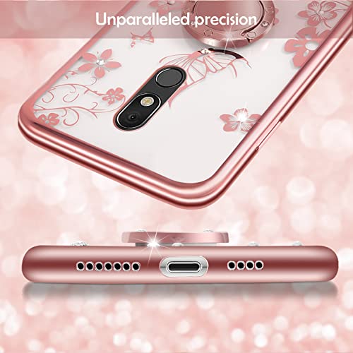 Easyscen Case For Lg K40 / K12 Plus / X4/Solo Lte/Harmony 3 / Xpression Plus 2 Phone Case For Girls Women Shockproof Protection Cover With Ring Kickstand Lanyard - Rose Gold #TOP5