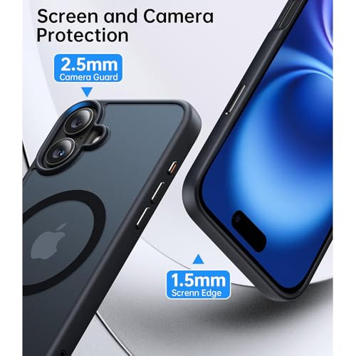 Image of amazon basics Mobile Cover for Apple iPhone 16 (Silicon Crystal Clear Slim PC & TPU, Soft & Shockproof Back Case, Magnetic Case), Black