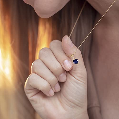Galaxy Gold Gg 14K 18" Solid Yellow Gold Heart-Shaped Natural 1.55 Carat Sapphire Pendant Necklace #TOP3