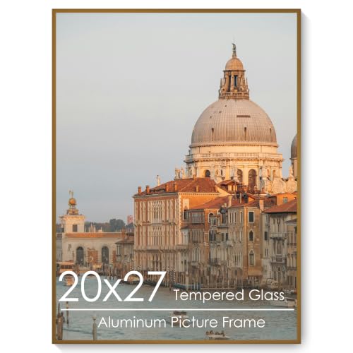 20x27 Metal Picture Frame, Aluminum Poster Frame with Real Glass, Bronze