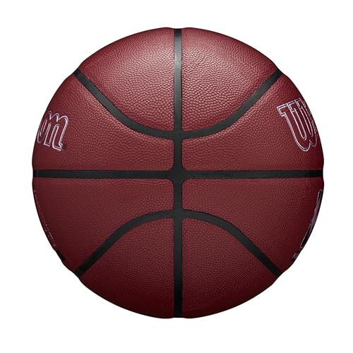 Balón de baloncesto Wilson NBA Forge Plus granate con tacto premium tamaño 7 resistente 3