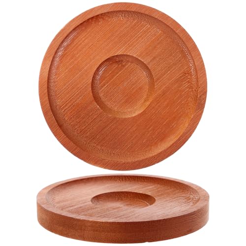 Frcolor 2個 竹製転式ウイスキーグラスコースター 滑らかな転機能付き 飲み物用カップマット バーや自宅用 洗練されたデザインで贈り物にも