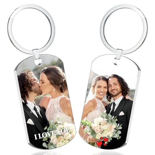 Mougins Custom Keychain with picture Double-sided Personalized Your Photo/Text/Icon for