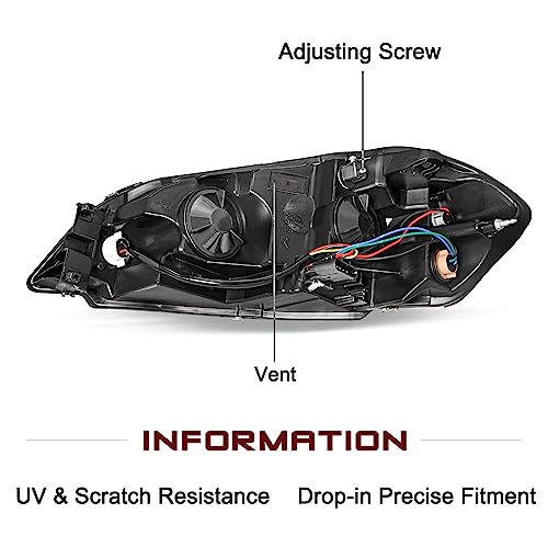 JSBOYAT Headlight Assembly Fit for 2006-2013 Chevy Impala / 2006-2007 Chevy Monte Carlo / 2014-2016 Chevy Impala Limited Driver and Passenger Side, Black Housing with Amber Reflector - Thumbnail 3