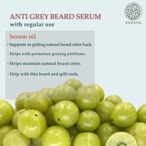 Image of Buddha Natural Grey Beard Serum Oil (25 ml) - Helps in Restores Natural Black Color & Reduce Greying | Natural Ingredients | Herbal Beard Care Serum for All Beard Types