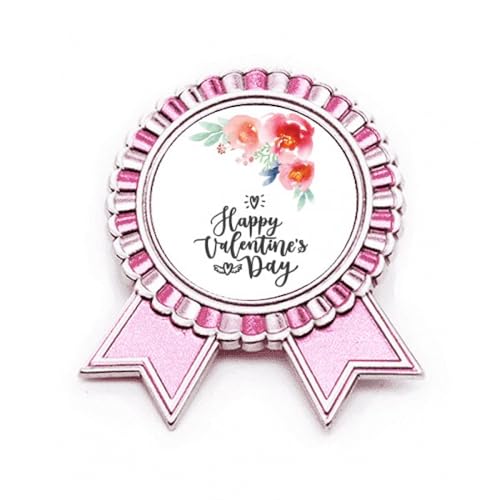 Broche Happy Valentine métal rose taille M bijou fantaisie pour femme