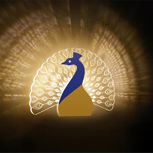 Image of Nova Peacock Wall Light for Home Decor | LED Acrylic Decorative Wall Lamp | 3 in 1 Light for Bedroom, Living Room, Kids Room, Bathroom, Perfect for Gifts | 25 Cm | Pack of 1
