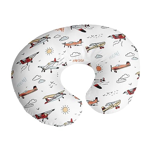 Sweet Jojo Designs Vintage Airplane Boy Nursing Pillow Cover Baby Breastfeeding Slipcover Infant Newborn Nursery Bottle Breast Feeding Pillowcase(Pillow NOT Included) – Airplanes Transportation Clouds
