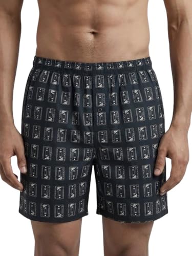 Image of Men's Cotton Boxers | Comfortable Printed Boxer Shorts for Men | Soft Breathable Lounge Boxers | Elastic Waist Relaxed Fit | Men's Sleepwear & Home Wear Boxer Shorts