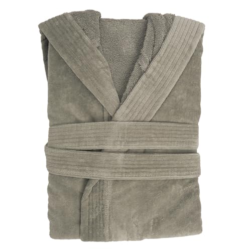 LA MALLORQUINA Albornoz de Terciopelo - Basic LM | Unisex 100% Algodón 420 gr/m2 | Ideal para Baño, Pisicina, Hoteles, Spa (FR/ES, Letras, M, Regular, Regular, Plata)