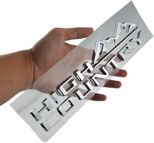 Image of 1Pc High Country Emblem Rear Tailgate Letter Logo Car Badge Nameplate Replacement for 2019-2025 Tahoe Silverado (1Pcs Rear Emblem - Chrome)
