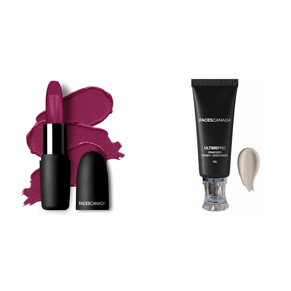 FACESCANADA Weightless Matte Lipstick - Hot Plum 24 (Plum), 4.5G & Ultime Pro Primerizer Primer + Moisturizer, 30 g-image-38