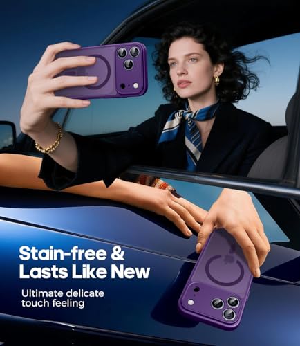 Image of Elzzi Magnetic Magsafe for iPhone 17 Pro Case (Compatible with MagSafe) Slim Translucent Matte Shockproof with Anti-Fingerprint Phone Case, Deep