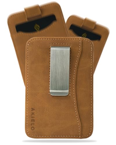 AKIELO Porte Cartes et Pince à Billets RFID Blocage avec Coffret Cadeau – Porte Cartes Compact et Fin – Portefeuille Homme Minimaliste (Charlie - Édition...