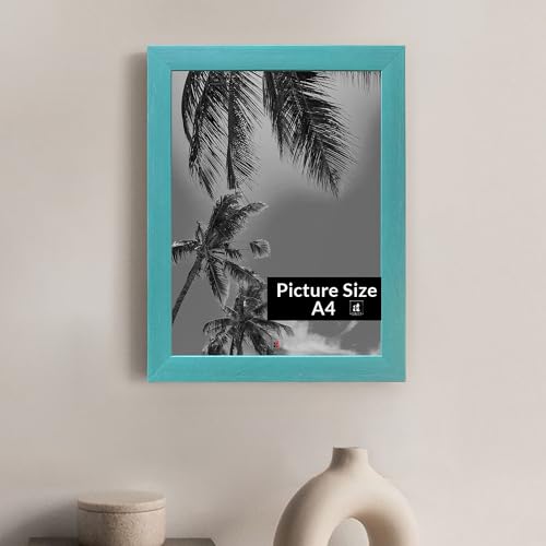 Image of Art Street Hanging Picture Frame for Wall Hanging Photo Frame for Wall Decoration Home Decor Photo Frames for Diwali Decoration Picture Frames A4 Size Teal Blue 20x30 cm