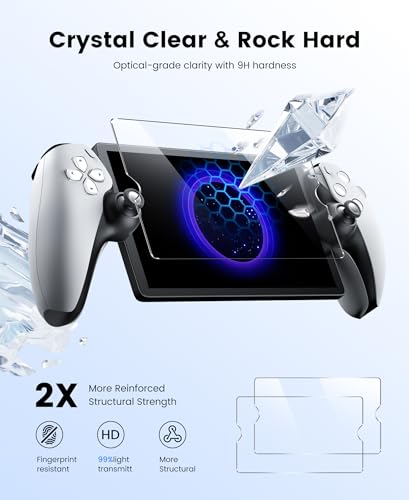 Image of Hard Carrying Shell Case for PlayStation Portal - 5 in 1 Accessories Bundle for PS Portal with Water-Resistant PU Leather - 2 Screen Protector, Clear Skin Case, 4 Thumb Grip Caps, Hard Outer Cover for PS5 Portal Remote Player