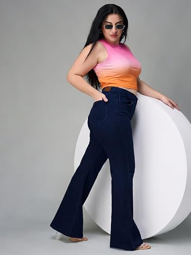 Image of Miss Chase A+ Women's Bootcut High Rise Regular Length Stretchable Denim Jeans