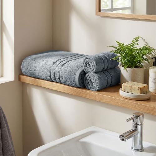 Image of MYTRIDENT Towel Set| Comfort Living | Quick Drying | Travel Friendly | for Men /Women | 3 PC Towel Set | 1 Bath (70 cm x 140 cm) 2 Hand (40 cm x 60 cm) | 100% Cotton 400 GSM - New Grey