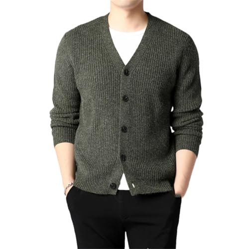 Men's V-Neck Solid Color Thickened Slim Fit Knitted Sweater Warm Casual Knitted Cardigan4