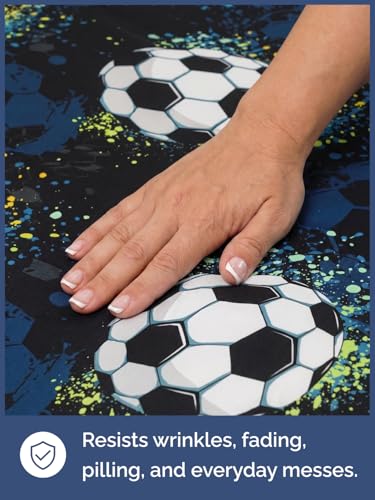 Image of Kids Full Midnight Soccer Bed Sheets - 4 Piece Midnight Soccer Sheet Set | Midnight Soccer Themed Bedding, Ultra-Soft, Cute & Cozy, Breathable & Machine Washable, Bed Set for Boys, Girls & Teens, Cozy