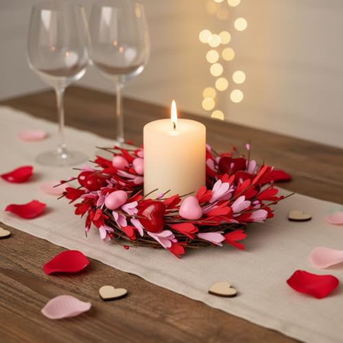 Couronnes Saint-Valentin x6 avec nœud, cadeau déco style champêtre