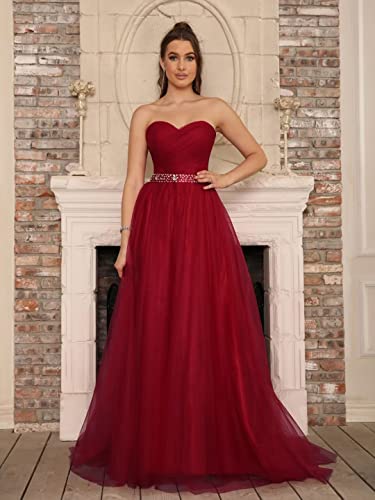 Robe de soirée longue bustier ajusté sans glisser en tulle PCBROS