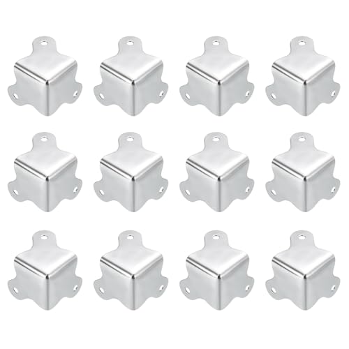 Image of uxcell 30x23mm Metal Box Corner Protectors Box Edge Guard Chrome Plating Silver Tone 16pcs