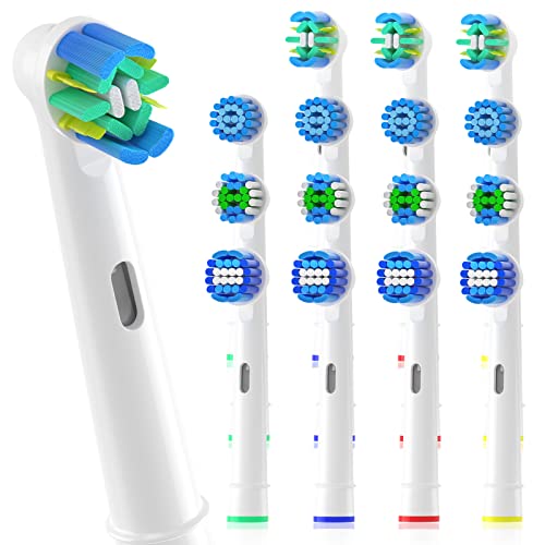 Sulkiwe Recambios Cepillos Compatible con Oral B Braun Eléctricos Cepillo de Dientes, 16 Cabezales de Repuesto-incluir 4 Precision, 4 Floss, 4 DeepClean, 4 Sensitive (Blanco)