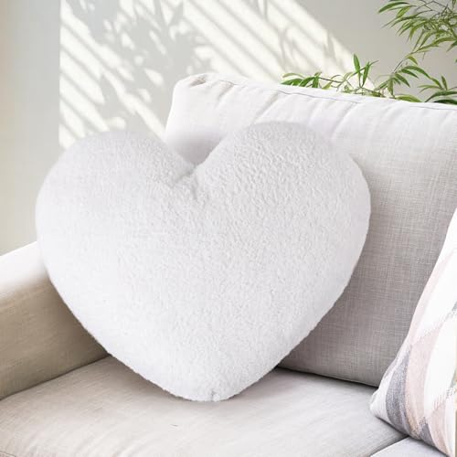 Valentine's Day Heart Pillow White Cute Soft Throw Pillows for Bedroom Living Room White Cushion Cute Pillow for Couch Bed Valentine's Day