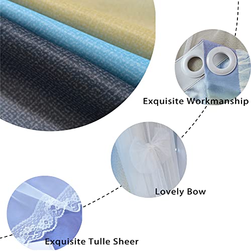 Image of Yancorp Curtains for Girls Bedroom Kids Room Curtain Colorful Window Nursery Curtain 63 inches Length Room Darkening Grommet 2 Layers (Gray Blue, W52 X L63)