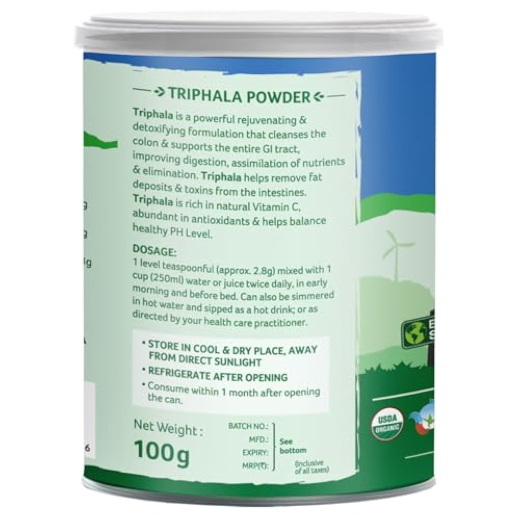 Organic Triphala Powder Pack of 4, Natural Digestive Support