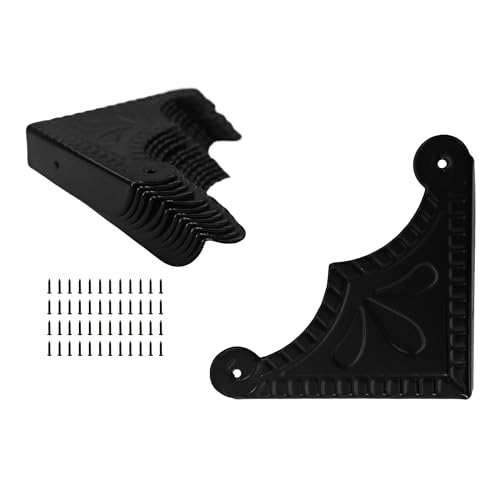Image of 12Pcs Decorative Metal Box Corner Guard Protectors, 2.2 inch x 2.2 inch Antique Black Edge Covers for Furniture, Jewelry Boxes, Cabinets